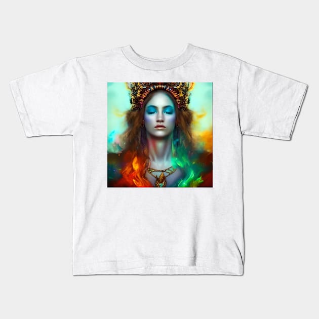 Fire Goddess #1 Kids T-Shirt by Prilidiarts